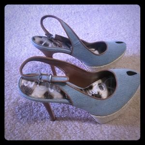 Sam Edelman denim espadrille platform sandals